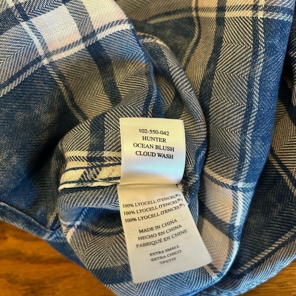 Rails Revolve Hunter Ocean Wash Cloud Plaid Flannel Button Down Shirt Womens XS - Picture 9 of 11